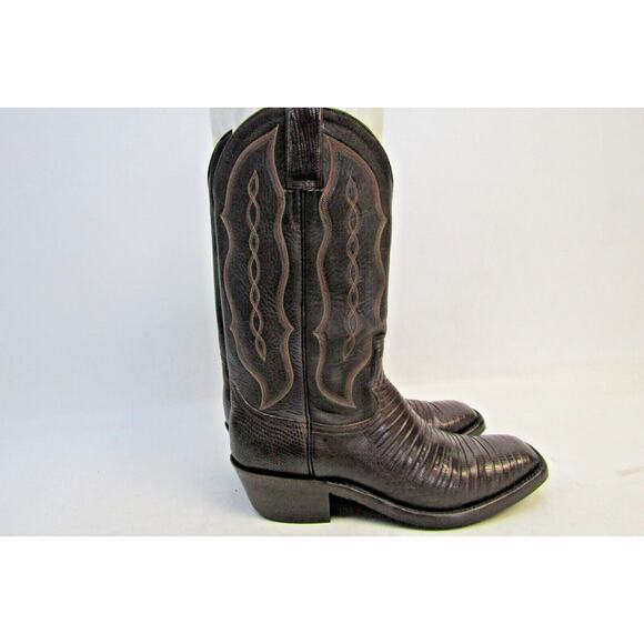 Custom Made Mens Size 10 B Narrow Width Brown Leather Teju Lizard Cowboy Boots main image 7